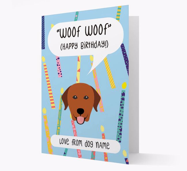 Personalised 'Woof Woof' Birthday Card with {breedFullName} Icon